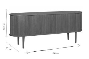 Buffet vintage en bois foncé noyer 2 portes coulissantes L160 cm EPIC