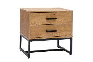 Comodino con 2 cassetti finitura legno chiaro rovere e metallo nero LOVATO