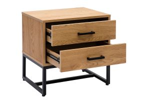 Comodino con 2 cassetti finitura legno chiaro rovere e metallo nero LOVATO