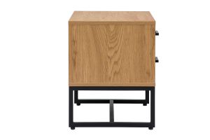 Comodino con 2 cassetti finitura legno chiaro rovere e metallo nero LOVATO