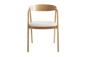 Chaises scandinaves empilables en bois clair chêne et tissu effet laine bouclée blanc cassé (lot de 2) LOVA