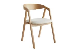 Chaises scandinaves empilables en bois clair chêne et tissu effet laine bouclée blanc cassé (lot de 2) LOVA
