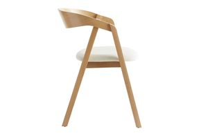 Chaises scandinaves empilables en bois clair chêne et tissu effet laine bouclée blanc cassé (lot de 2) LOVA