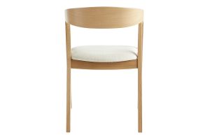 Chaises scandinaves empilables en bois clair chêne et tissu effet laine bouclée blanc cassé (lot de 2) LOVA