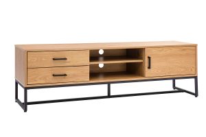 Mobile TV finitura legno chiaro rovere e metallo nero L160 cm LOVATO