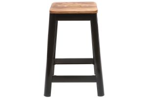 Tabourets de bar industriels en métal noir et bois H65 cm (lot de 2) NICK