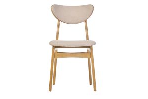 Chaises scandinaves en tissu effet laine bouclée beige et bois clair chêne massif (lot de 2) MAYA