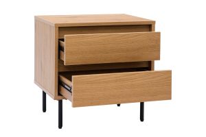 Table de chevet avec rangements 2 tiroirs finition bois clair chêne ARAGON