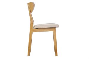 Chaises scandinaves en tissu effet laine bouclée beige et bois clair chêne massif (lot de 2) MAYA