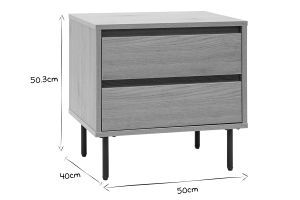 Table de chevet avec rangements 2 tiroirs finition bois clair chêne ARAGON