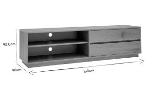 Meuble TV finition bois clair chêne 2 tiroirs L160 cm MADERO