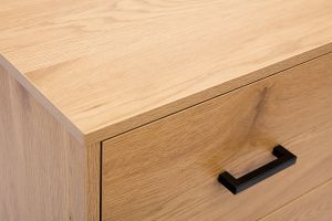 Commode 3 tiroirs finition bois clair chêne et métal noir L100 cm LOVATO