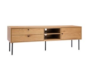 Meuble TV finition en bois clair chêne et métal noir L160 cm PERNELLE