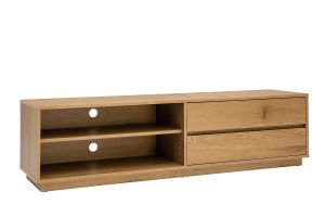 Meuble TV finition bois clair chêne 2 tiroirs L160 cm MADERO
