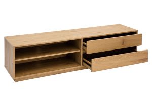 Meuble TV finition bois clair chêne 2 tiroirs L160 cm MADERO