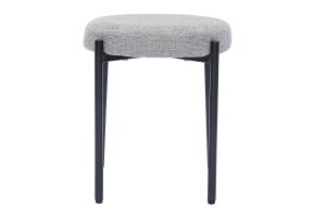 Tabouret bas empilable en tissu effet velours texturé gris clair et métal noir H41 cm KIKO