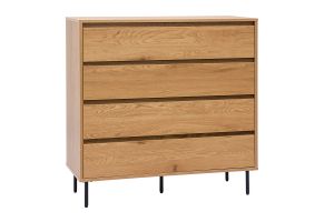 Commode finition bois clair chêne 4 tiroirs L100 cm ARAGON
