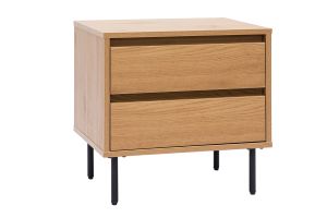 Table de chevet avec rangements 2 tiroirs finition bois clair chêne ARAGON