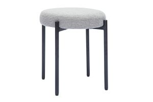 Tabouret bas empilable en tissu effet velours texturé gris clair et métal noir H41 cm KIKO