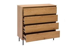 Commode finition bois clair chêne 4 tiroirs L100 cm ARAGON