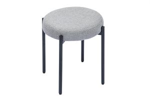 Tabouret bas empilable en tissu effet velours texturé gris clair et métal noir H41 cm KIKO