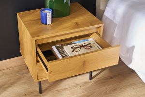Table de chevet avec rangements 2 tiroirs finition bois clair chêne ARAGON