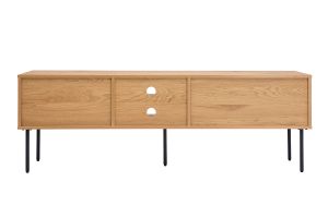 Meuble TV finition en bois clair chêne et métal noir L160 cm PERNELLE