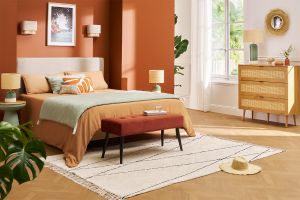 Commode finition bois clair, cannage en rotin et métal noir 3 tiroirs L100 cm MANILLE