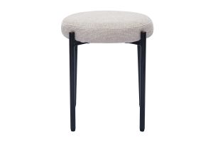 Tabouret bas empilable en tissu effet velours texturé beige et métal noir H41 cm KIKO