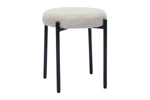 Tabouret bas empilable en tissu effet velours texturé beige et métal noir H41 cm KIKO
