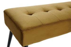 Banc design capitonné en tissu velours bronze et métal noir L96 cm GUESTA