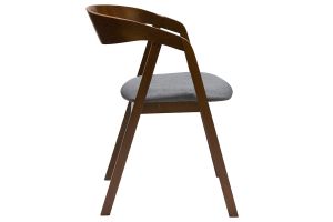 Chaises vintage empilables en bois teinté noyer et tissu gris (lot de 2) LOVA