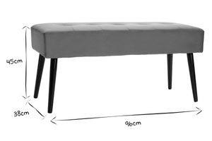 Banc design capitonné en tissu velours bronze et métal noir L96 cm GUESTA
