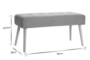 Banc scandinave capitonné en tissu effet velours texturé terracotta et bois clair L96 cm GUESTA