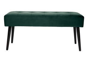 Banc design capitonné en tissu velours vert foncé et métal noir L96 cm GUESTA