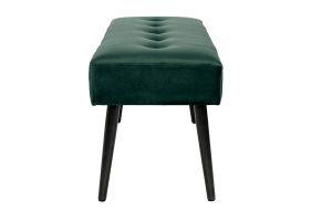 Banc design capitonné en tissu velours vert foncé et métal noir L96 cm GUESTA