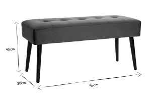 Banc design capitonné en tissu velours vert foncé et métal noir L96 cm GUESTA