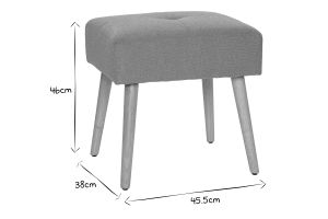 Tabouret bas en tissu effet velours texturé jaune moutarde et bois clair massif H46 cm GUESTA