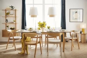 Table extensible rallonges intégrées rectangulaire en bois clair frêne L160-210 cm BONAVISTA