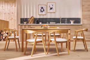 Table extensible rallonges intégrées rectangulaire en bois clair frêne L160-210 cm BONAVISTA