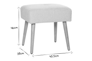 Tabouret bas en tissu effet velours texturé beige et bois clair massif H46 cm GUESTA