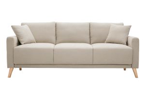 Canapé 3 places en tissu beige et bois clair MUNIK