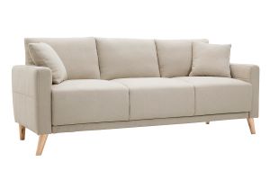 Canapé 3 places en tissu beige et bois clair MUNIK