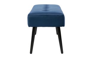 Banc design capitonné en tissu velours bleu nuit et métal noir L96 cm GUESTA