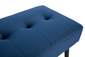 Banc design capitonné en tissu velours bleu nuit et métal noir L96 cm GUESTA