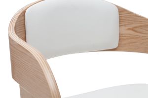 Tabourets de bar design réglables en polyuréthane blanc et bois clair (lot de 2) EUSTACHE