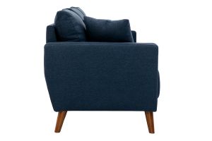 Canapé 3 places en tissu bleu foncé et bois foncé MUNIK
