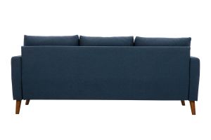 Canapé 3 places en tissu bleu foncé et bois foncé MUNIK