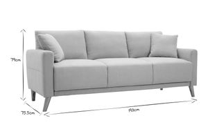 Canapé 3 places en tissu bleu foncé et bois foncé MUNIK