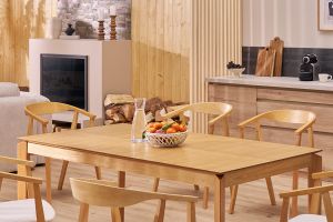 Table extensible rallonges intégrées rectangulaire en bois clair frêne L160-210 cm BONAVISTA